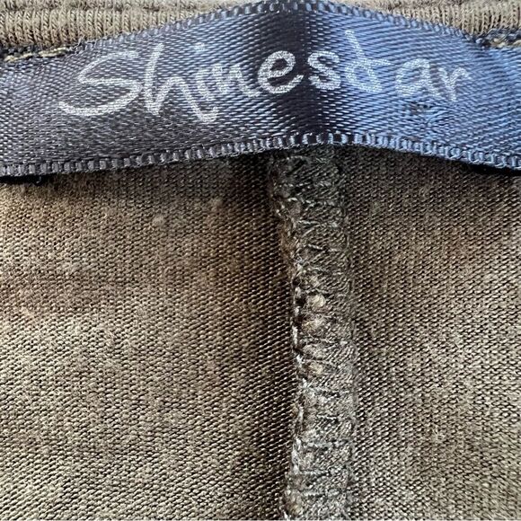 Shinestar Olive Green Lightweight Rayon Spandex Knit V Neck Size M - Picture 10 of 11